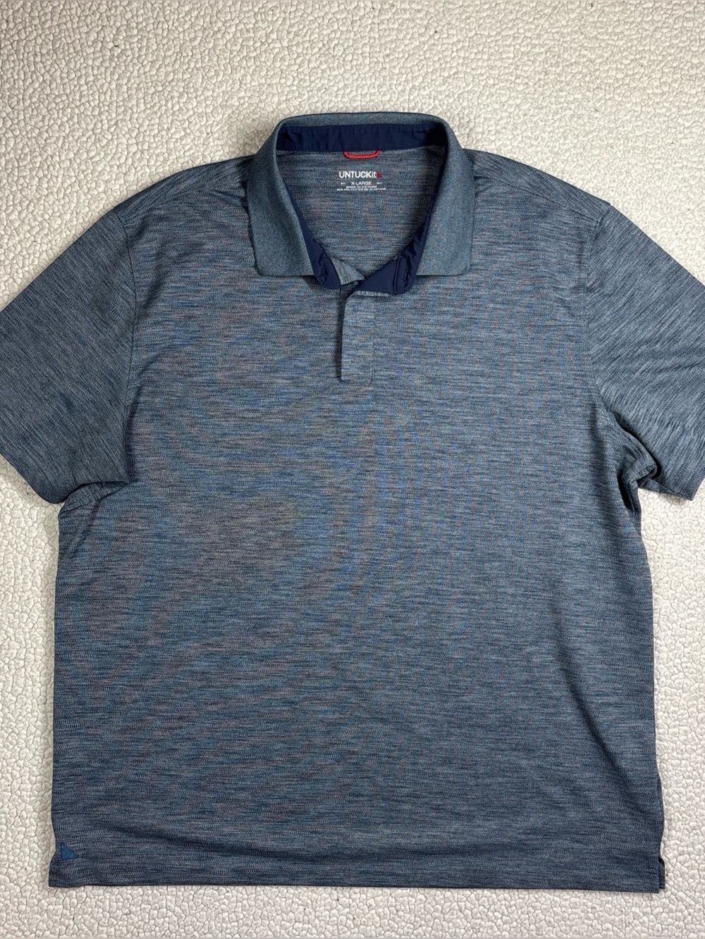 UNTUCKit Hannifer Polo Men XL Heather Blue Performance Stretch Moisture Wicking